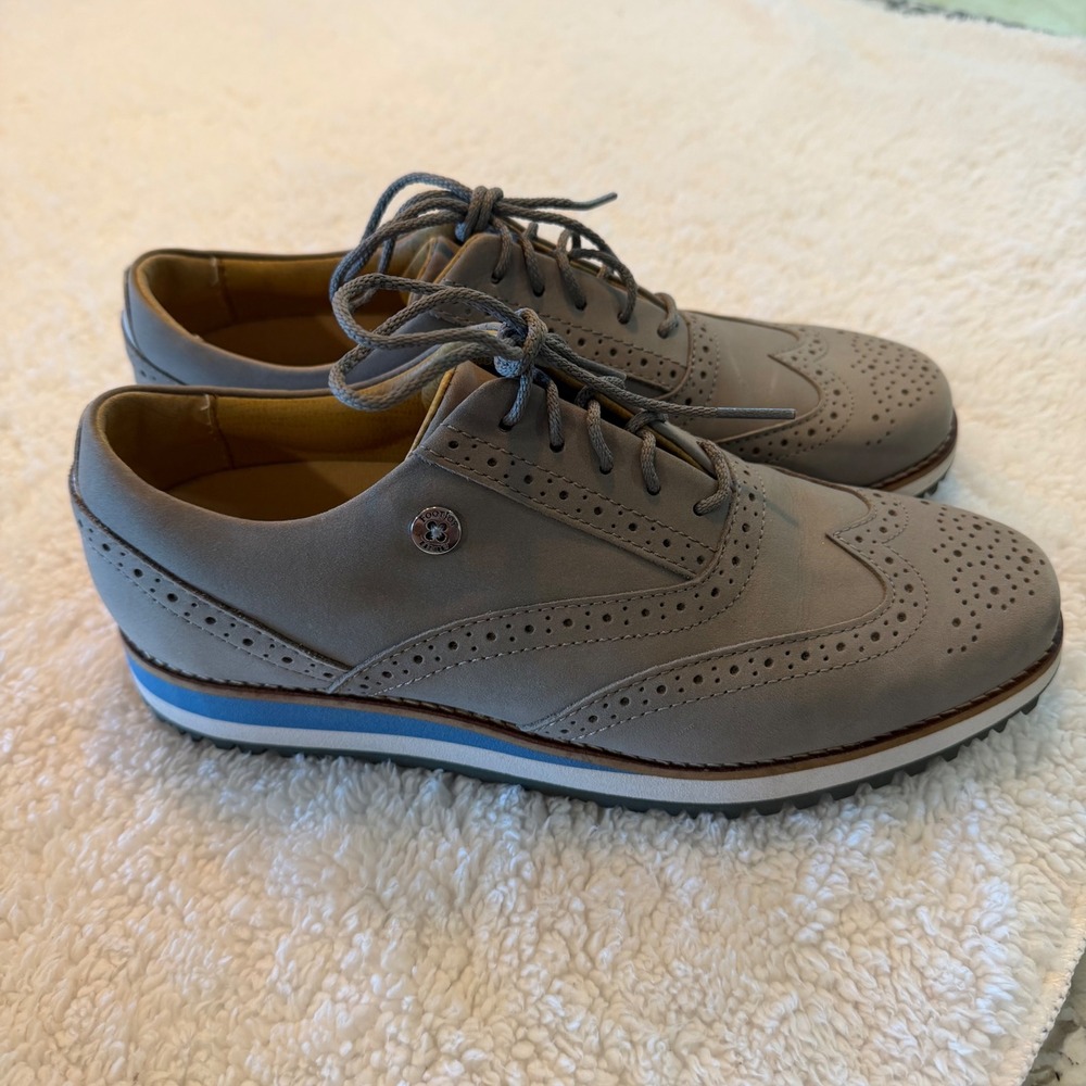 FootJoy‎ Wingtip Golf Shoes Gray Leather Spikeless Casual Golf Womens Size 7 M